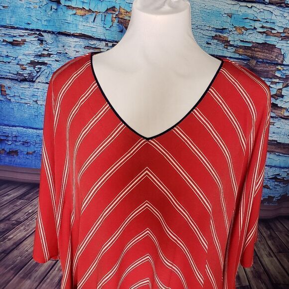 Susan Graver red white boho flowy top small - Picture 6 of 6